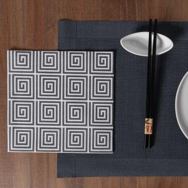 Servilleta 40x40 Airlaid  blan Greca Negro C/6PX50